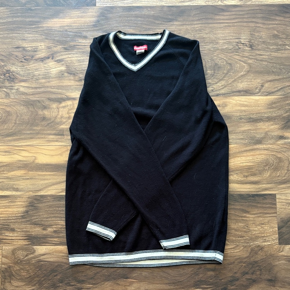 UNIONBAY Black Sweater with White Accents